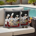 thumbnail image 4 of Chef Outdoor Waterproof Pillow Covers, Cartoon Cute Watercolor Cooking Black Plaid Decorative Square Throw Pillowcase Sofa Cushion Sham for Patio/Couch/Chair, 20"x20" 2 Pack, 4 of 8
