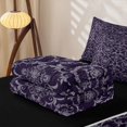 thumbnail image 5 of Erosebridal Victorian Damask Zipper Twin Comforter Sets with Fitted Sheet and 2 Pillowcases, Bohemian Blossom Zipper Bedding Set, Dark Purple Silver, Black Reversible, 5 of 7