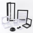 thumbnail image 2 of PE Film Jewelry Storage Box 3D Packaging Case Gemstone Free Stand Floating Frame Membrane Ring Earrings Necklace Display Holder white-4.5cm, 2 of 6