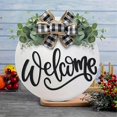 thumbnail image 4 of Door Welcome Sign Farmhouse Door Front Door Decoration Rural Green Plants Round Wooden Hanging Sign, 4 of 5