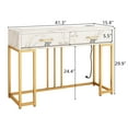 thumbnail image 2 of Ktaxon Console Table Modern Entryway with Storage Drawers Outlets USB, Narrow Faux Marble Sofa Coffee Desk, Home Furniture Decor Indoor,Gold & White, 2 of 11