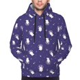thumbnail image 4 of KLL Astronaut Rabbit Print Mens Hoodie Long Sleeve Casual Pullover Hooded Sweatshirt Fashion Drawstring Hoodies with Pocket-Large, 4 of 6