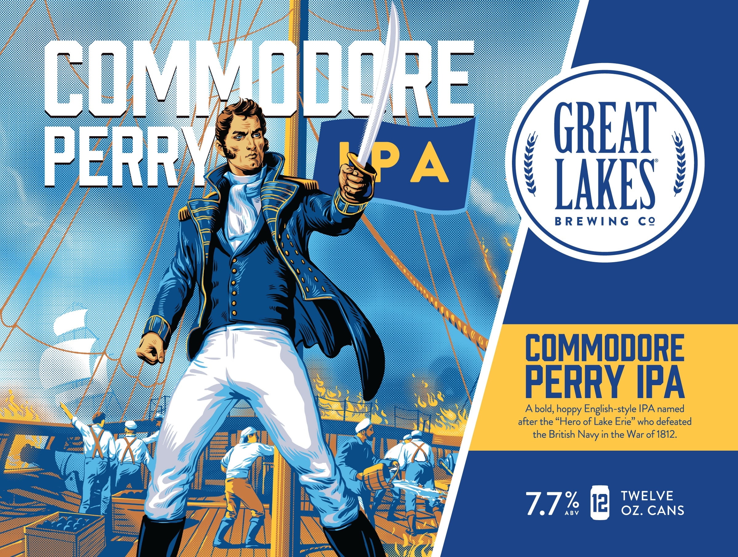 Great Lakes Commodore Perry IPA Craft Beer, 12 fl oz, 12 Pack Cans
