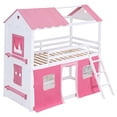 thumbnail image 4 of CHAMPFLAG Pink and White Twin Size Tent Bunk Bed with Storage Ledge, Solid Wood Loft Bed with Ladder and Windows, 4 of 10