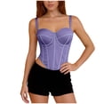 thumbnail image 2 of Mifsaly Womens Corset Tops Asymmetrical Hem Contrast Stitching Waist Shaping Tube Top Boned Support Bustier Camisole L, 2 of 8
