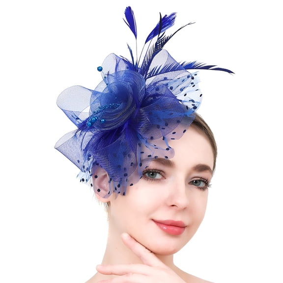 DESIGNICE Tea Party Fascinator with Mesh and Feathers