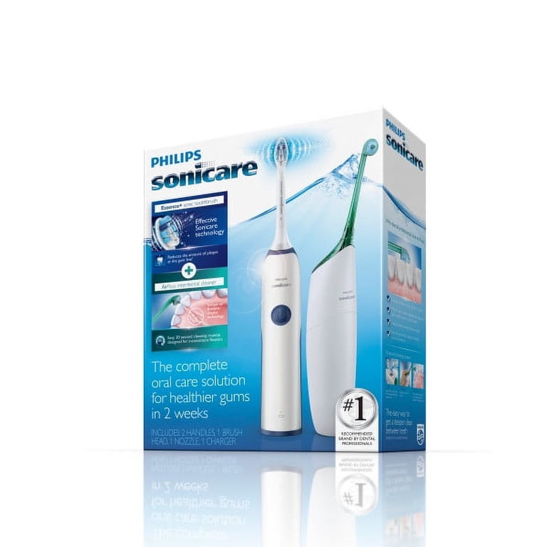 Philips sonicare essence+ gum health & airfloss rechargeable electric flosser, bundle value pack, hx