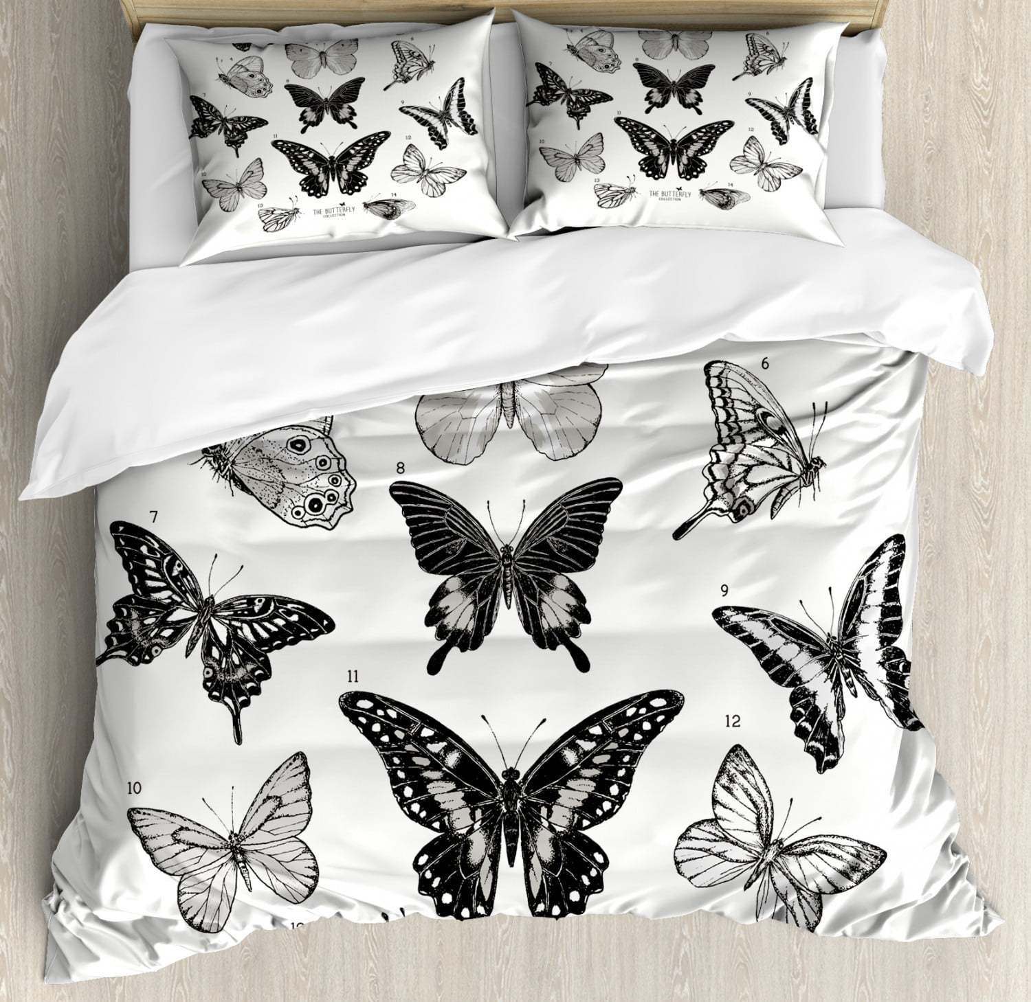 Watercolor Art Modern Print Butterfly Quilted Bedspread & Pillow Shams Set 