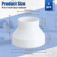 thumbnail image 3 of 2 Pcs 6 to 4 Inch Duct Reducer Increaser ABS Air Duct Adapter Duct Fan or Dryer Vent Adapter HAVC Pi, 3 of 5