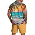 thumbnail image 4 of Hogleaql Mens 2 Pieces Outfits Short Sleeve Button Down Shirts and Shorts Tracksuits Elastic Waist Relaxed Fit Loose Lightweight Matching Sets with Pockets Earthy Yellow M, 4 of 4