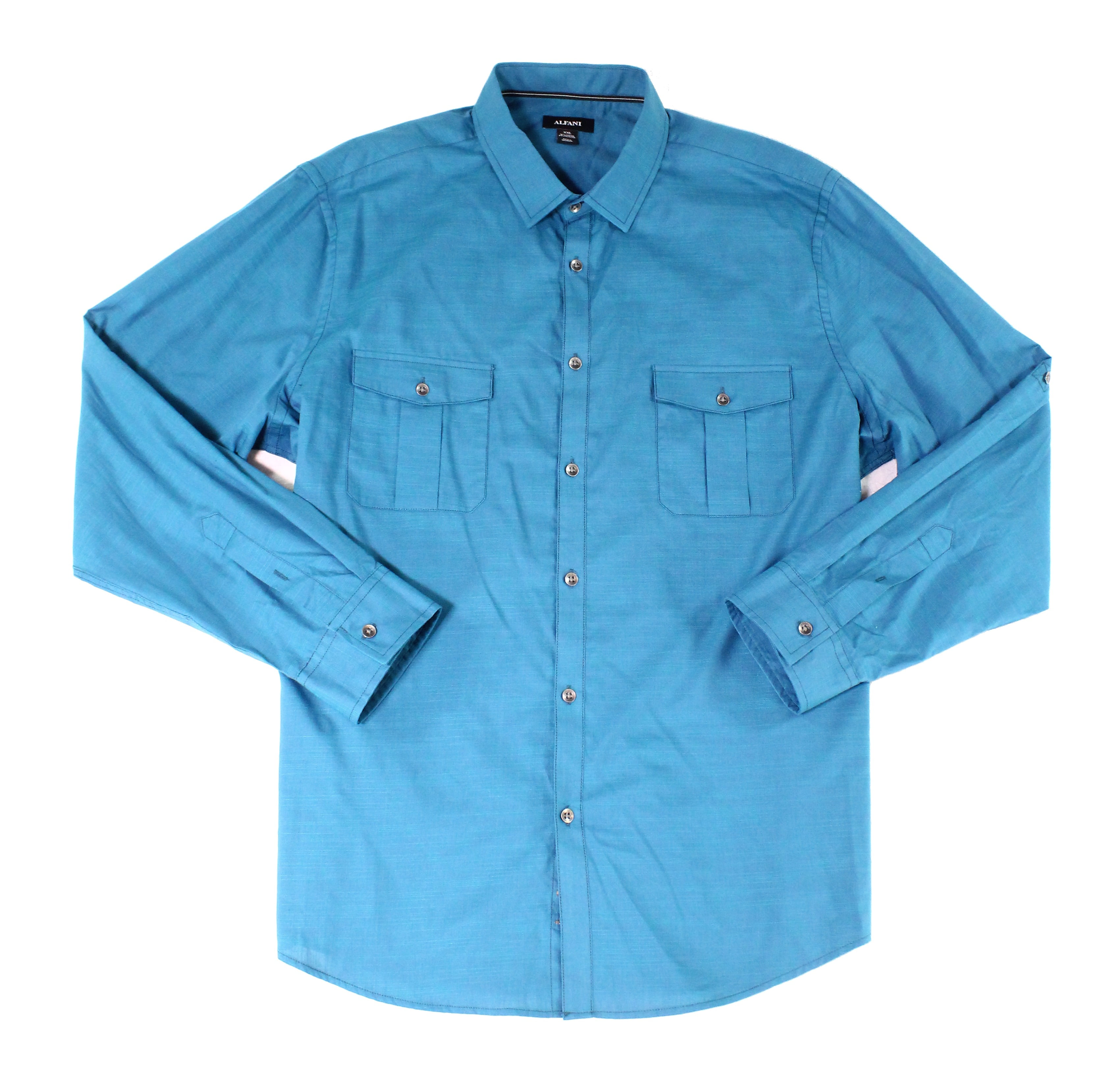Alfani Alfani NEW Blue Mens Size 2XL Two Pocket Button Down LongSleeve Shirt