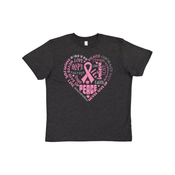 Inktastic Breast Cancer Awareness Heart Words Youth T-Shirt