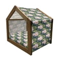 thumbnail image 2 of Lily Flower Pet House, Hand Drawn Style Pink Blossoms on a Pond Aquatic Flora Feng Shui Garden, Outdoor & Indoor Portable Dog Kennel with Pillow and Cover, 5 Sizes, Multicolor, by Ambesonne, 2 of 5
