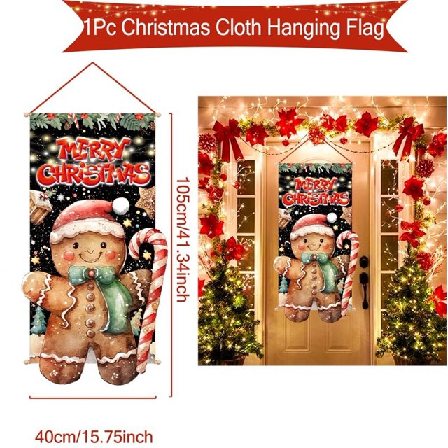 Bandera colgante de Papá Noel, decoraciones navideñas para el hogar, adornos navideños 2024, regalos de Navidad y Año Nuevo 2025