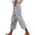 thumbnail image 2 of Blmnix Plus Size Pants Women Pants Palazzo Striped Pants Pant Straight-Leg High Waisted Gray Baggy 7/8th Plus Size Pants for Women,L, 2 of 5