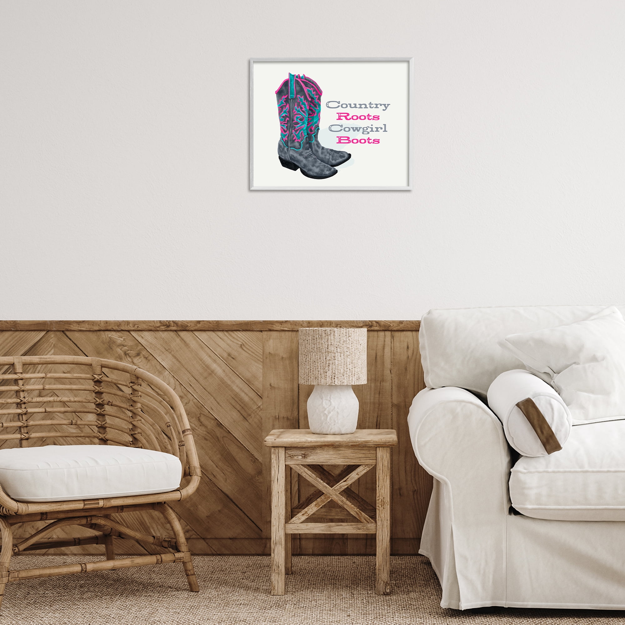 Stupell Industries Country Roots Phrase Typography Painting White Framed Art Print Wall Art, 20 x 16