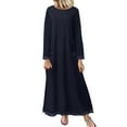 thumbnail image 3 of BiZtdJrK Sweatshirt Maxi Dress for Women Lace Trim Long Sleeve Crewneck Sweatshirts Ankle Flowy Loose Vacation Dresses with Pocket Navy S, 3 of 6