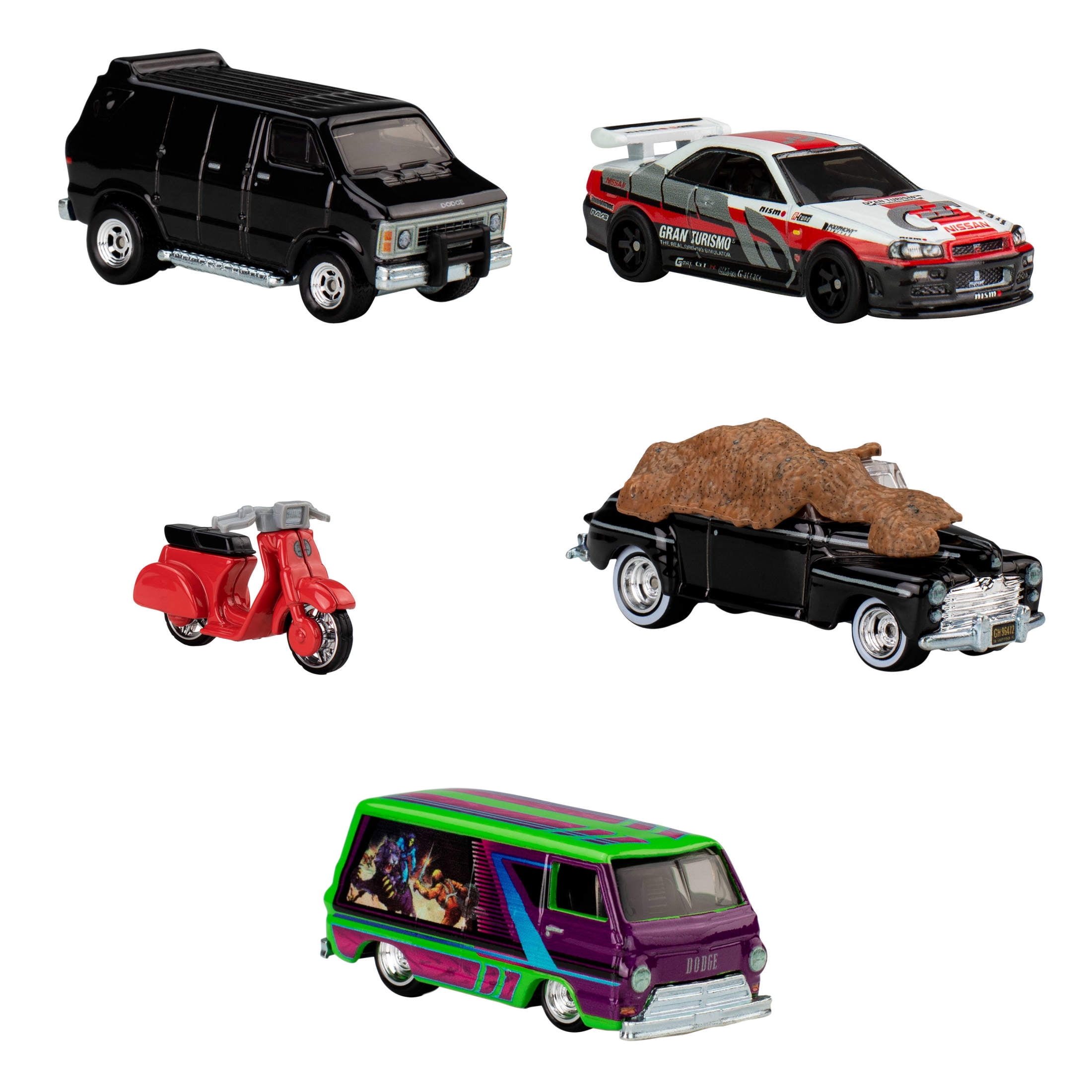 Hot Wheels Premium Toy Car, Truck or Van 10-Pack, 2 Sets of 5 1:64 Scale Replicas from Pop Culture