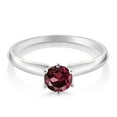 thumbnail image 2 of Gem Stone King 18K White Gold Red Rhodolite Garnet Engagement Solitaire Ring for Women (0.60 Cttw, Round 5MM, Gemstone January Birthstone, Size 9), 2 of 4