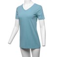 thumbnail image 5 of A2Y Women's Basic Solid Premium Cotton Short Sleeve V-neck T Shirt Tee Tops Titanium XL, 5 of 6