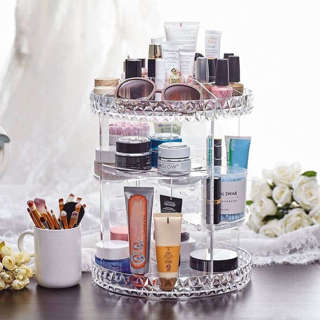 AUWER 360 Degree Rotating Acrylic Makeup Organizer Cosmetics Storage