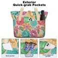 thumbnail image 2 of Tote Bag for Women - Pioneer Flower Shoulder Bag - Large Utility Work Duffle Bag with Zipper Handbag for Travel, Work, Sprots, 2 of 5