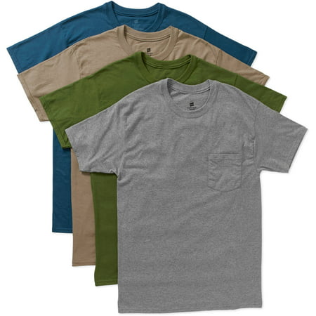 Hanes Men's Dyed Crew Pocket T-Shirts, 4 Pack - Walmart.com