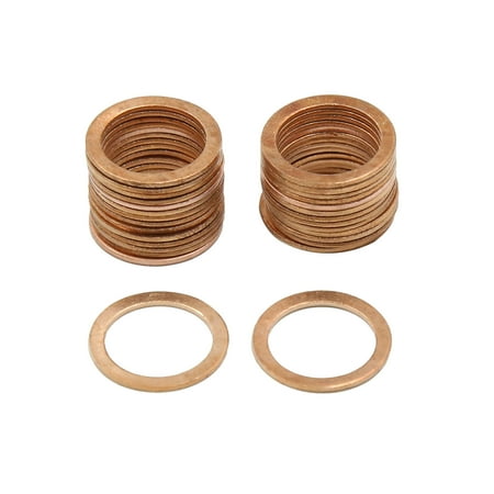 

14mm Inner Dia Copper Flat Washers Car Engine Sealing Gaskets Rings 30pcs
