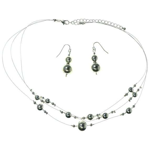 Mi Amore Silver-Tone Necklace With Silver-Tone Bead Accents GC12A