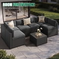 thumbnail image 4 of LazySunsets 7-Piece Outdoor Patio Furniture Set, Wicker Rattan Sectional Sofa Conversation Sets, Dark Gray, 4 of 11