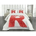 thumbnail image 3 of Ambesonne Letter R Quilted Bedspread Set 3 Pcs, Food Elements Capital, King Size, Vermilion Green Orange, 3 of 5