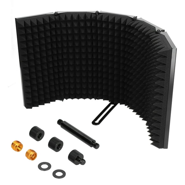 Protector de aislamiento para micrófono, filtro antipop profesional de 5 paneles, espuma absorbente de sonido