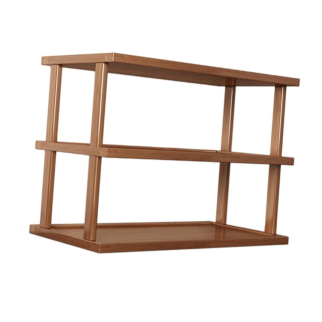 Soporte organizador de escritorio, estante de almacenamiento de madera, soporte de mesa de 2 capas, estante de exhibición, estantería para apartamento Café