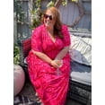 thumbnail image 3 of CASSIE LIZ Womens Plus Size Dresses 5X Hot Pink Floral Fall Dresses Fashion Midi Sundresses Short Sleeve V Neck Dresses Loose Fit Summer Dress With Pocket 5XL 26W 28W, 3 of 9
