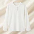 thumbnail image 5 of TOWED22 Boys Long Sleeve Henley Shirts Casual Crewneck Tees with Buttons Soft Shirts for Boys,White,12-18 M, 5 of 9