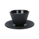 thumbnail image 5 of Juego de posavasos de hierro fundido para taza de té, tetera creativa, taza de té asiática, color negro Posavasos redondo, 5 of 9