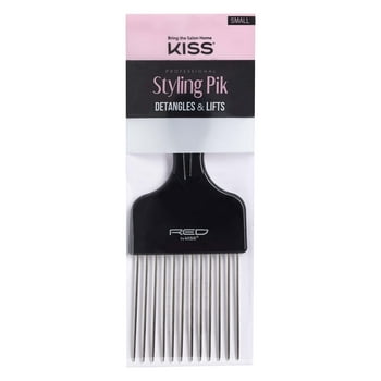 KISS COLORS & CARE Afro Styling Pik 6.75" Wide Tooth Detangling Pick Hair Comb, Black