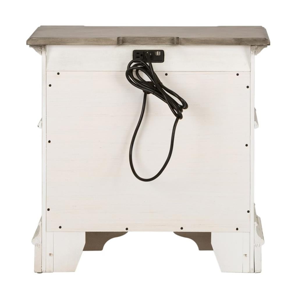 Abbey Park White 2 Drawer Night Stand w/ Charging Station