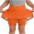 thumbnail image 2 of Girls' Solid Color Athletic Skort with Built-In Shorts, Elastic Waist Skirt with Side Pockets for Tennis, Yoga, Running, and Casual Daily Wear, Ideal for Sports, School, Play - Orange, 2 of 5