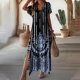 thumbnail image 1 of Robe d'Été pour Femmes 2024 Mode Grande Taille Manches Courtes Fente Col Rond Robe Décontractée à Imprimé Rabais de 50 % Liquidation!, 1 of 6