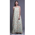 thumbnail image 2 of Bimba Robe de Nuit Longue à Bretelles Spaghetti Imprimée de Feuilles et Baies Blanches pour Femmes, Robe Maxi de Sommeil, X-Small, 2 of 5
