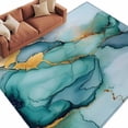 thumbnail image 2 of 5x8 Washable Area Rug, Marble Texture Non-Slip Large Rectangle Rug for Living Room Dining Room, Abstract Sage Green Gold Crack Modern Style Indoor Floor Mat for Home Decor, 2 of 9