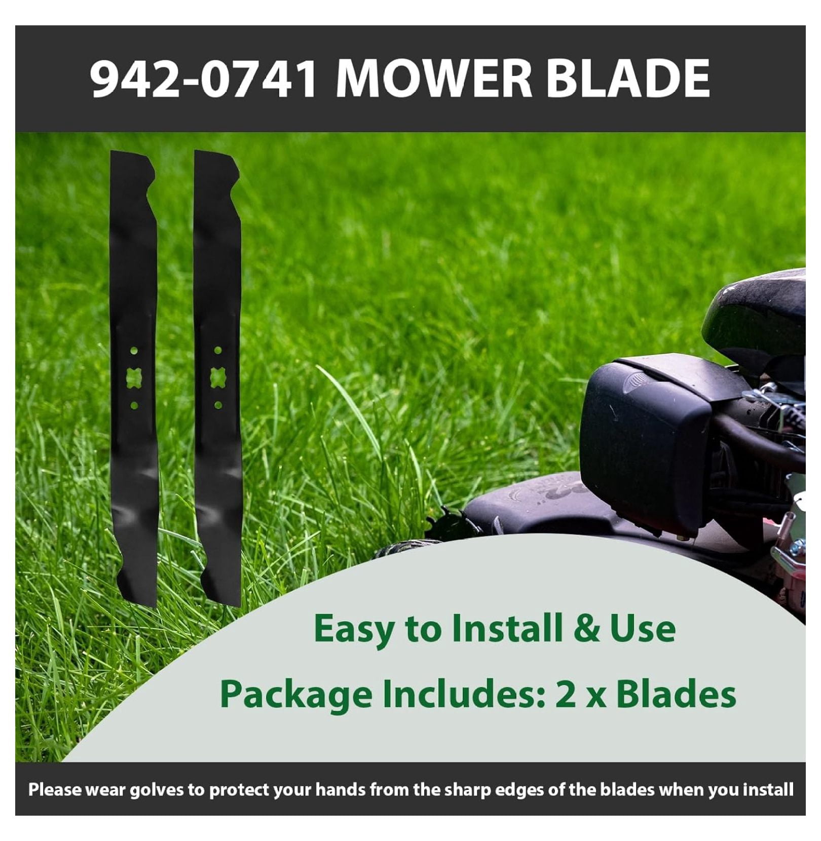 942-0741A Lawn Mower Mulching Blade Replace 742-0741 742-0741A 942-0741 for Troy Bilt TB280ES TB240 TB130 TB230 TB210 TB110 TB220 TB320 247 Series Push Mower (2 Pack) - 21" Deck