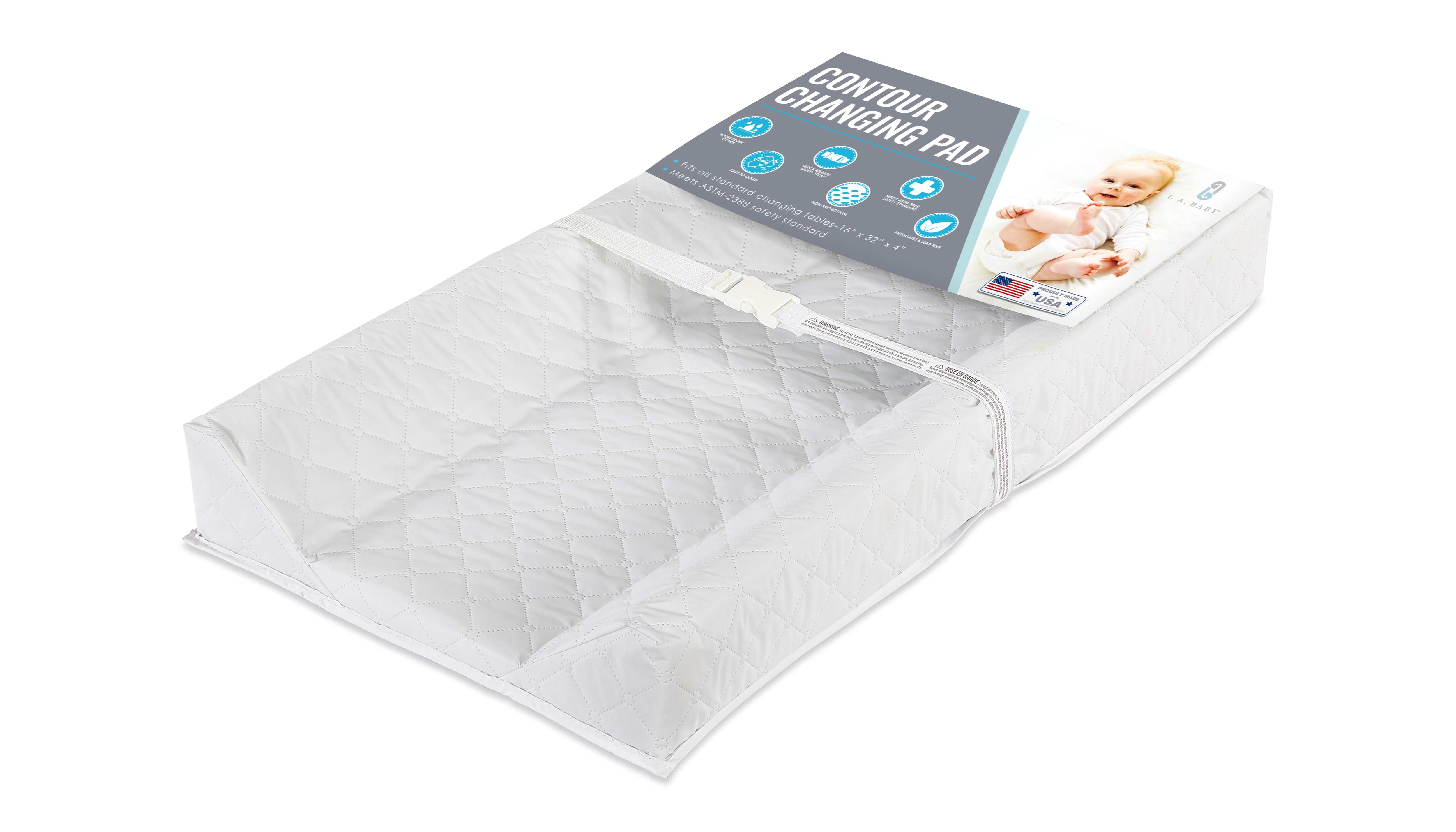 L.A. Baby Contoured Diaper Changing Pad, White, 32 Inches photo 3
