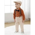 thumbnail image 6 of Infant Baby Boy Clothes Gentleman Outfit Suits Bowtie Bodysuit Shirts Suspender Pants Hat 0-18M 4pcs, 6 of 17