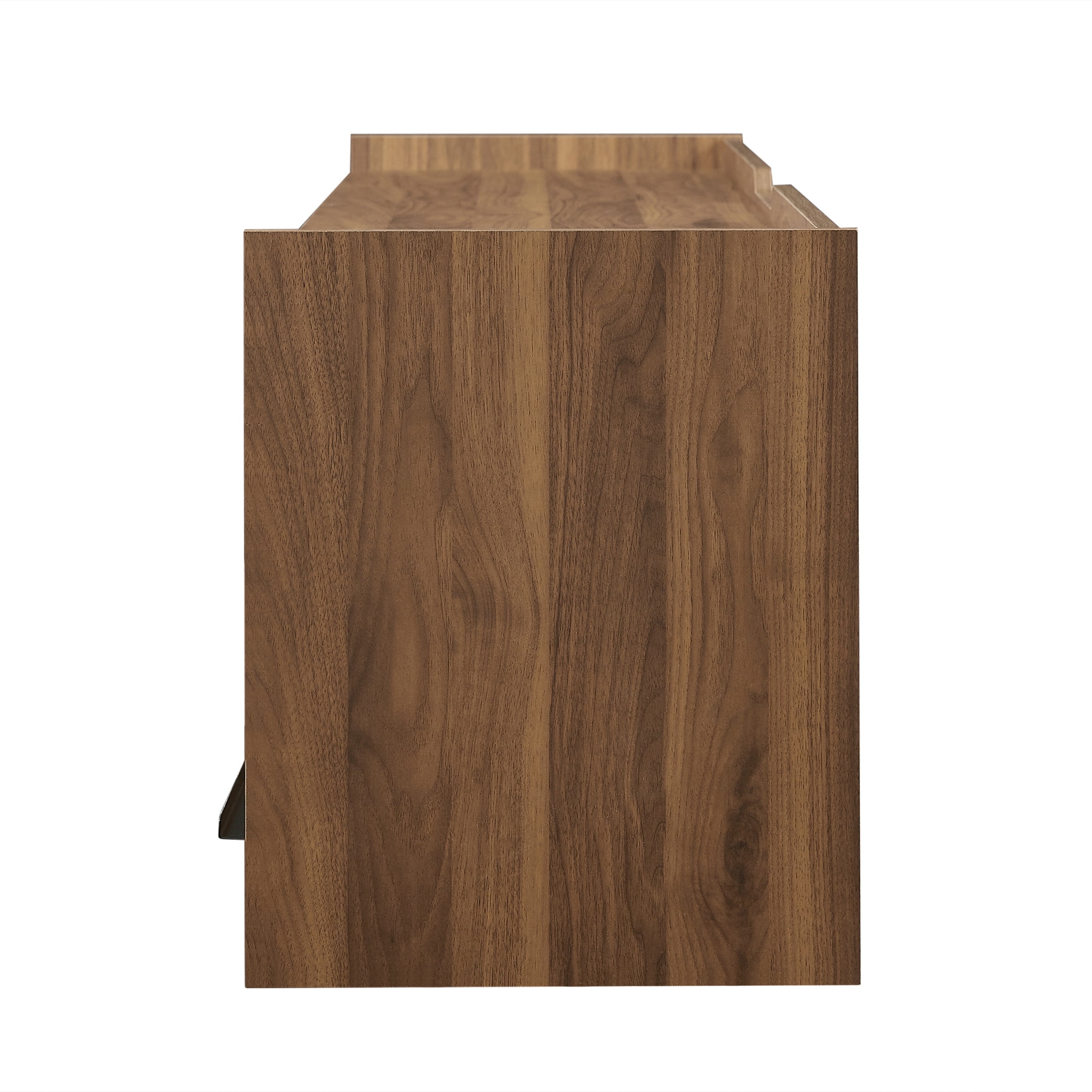 Rhett Modern TV Stand with 4 Drawers, LED Lighting, Charging Ports, Magazine Storage, Tempered Glass Front, Walnut