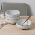 thumbnail image 3 of ALOFMO 12-Piece Light Grayish Blue Reactive Glaze Ceramic Dinnerware Set, Nordic Style Stoneware With Plates, Salad Plates, Bowls, Serves 4, Anti-Slip & Scratch-Resistant, Stackable For Space Saving,, 3 of 11