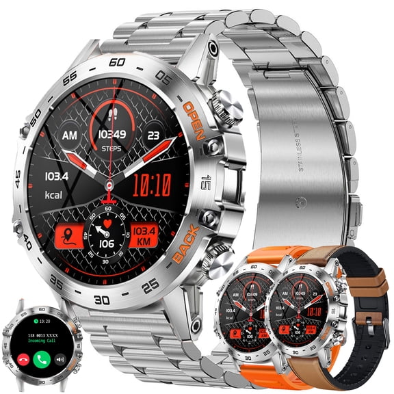 Smart Watch for Men, 1.39" HD Touchscreen, Bluetooth Calling (Answer/Make Calls), 100  Sports Modes, 10-Day Standby, IPX7 Waterproof, Fitness Tracker Compatible with Android & iPhone (3 Strap)