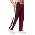 thumbnail image 4 of Mens Fleece Sweatpants Loose Fit Open Bottom Moisture Wicking Track Athletic Jogger Streetwear Trousers Wine, 4 of 7