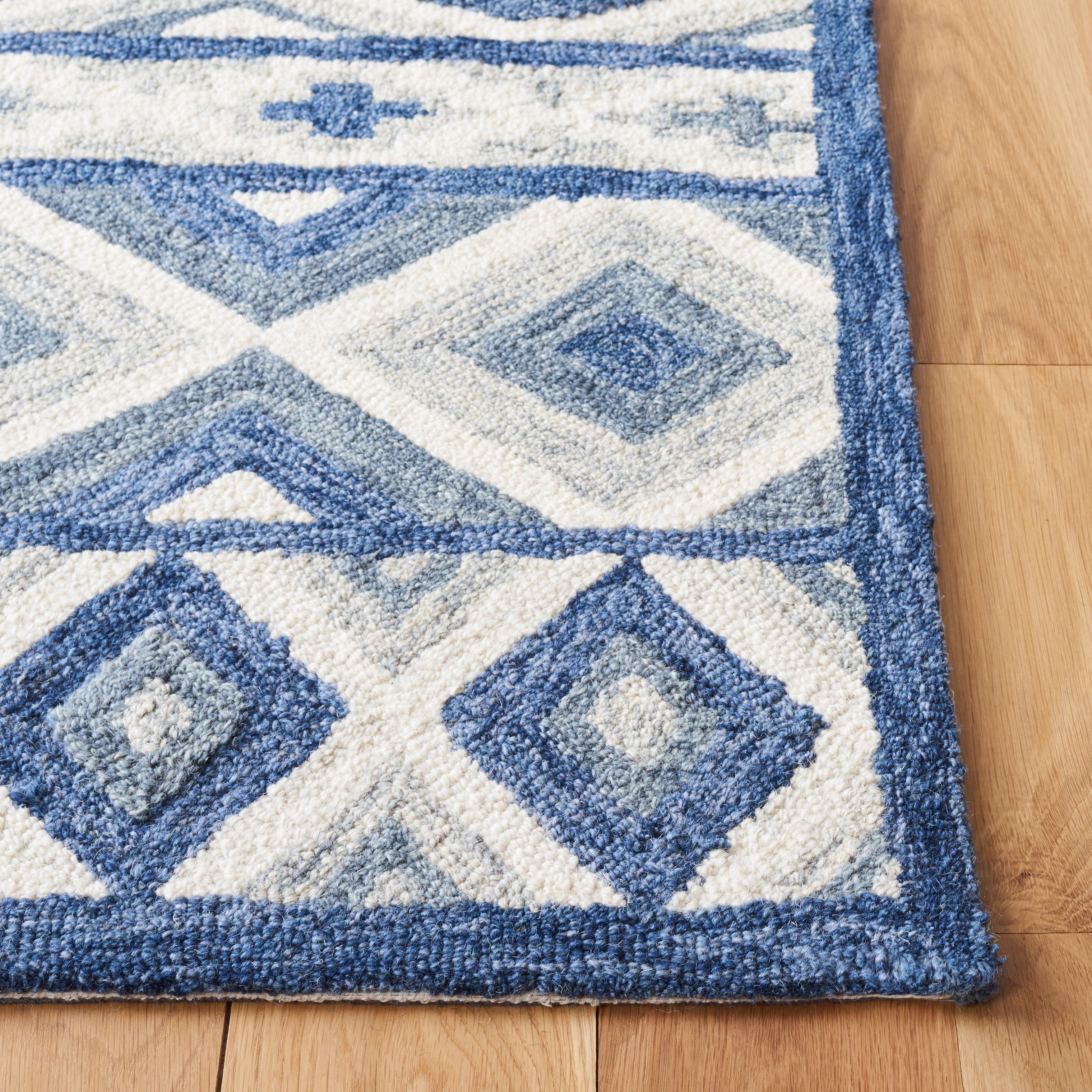 SAFAVIEH Roslyn Lena Geometric Area Rug, Blue/Grey, 9' x 12'